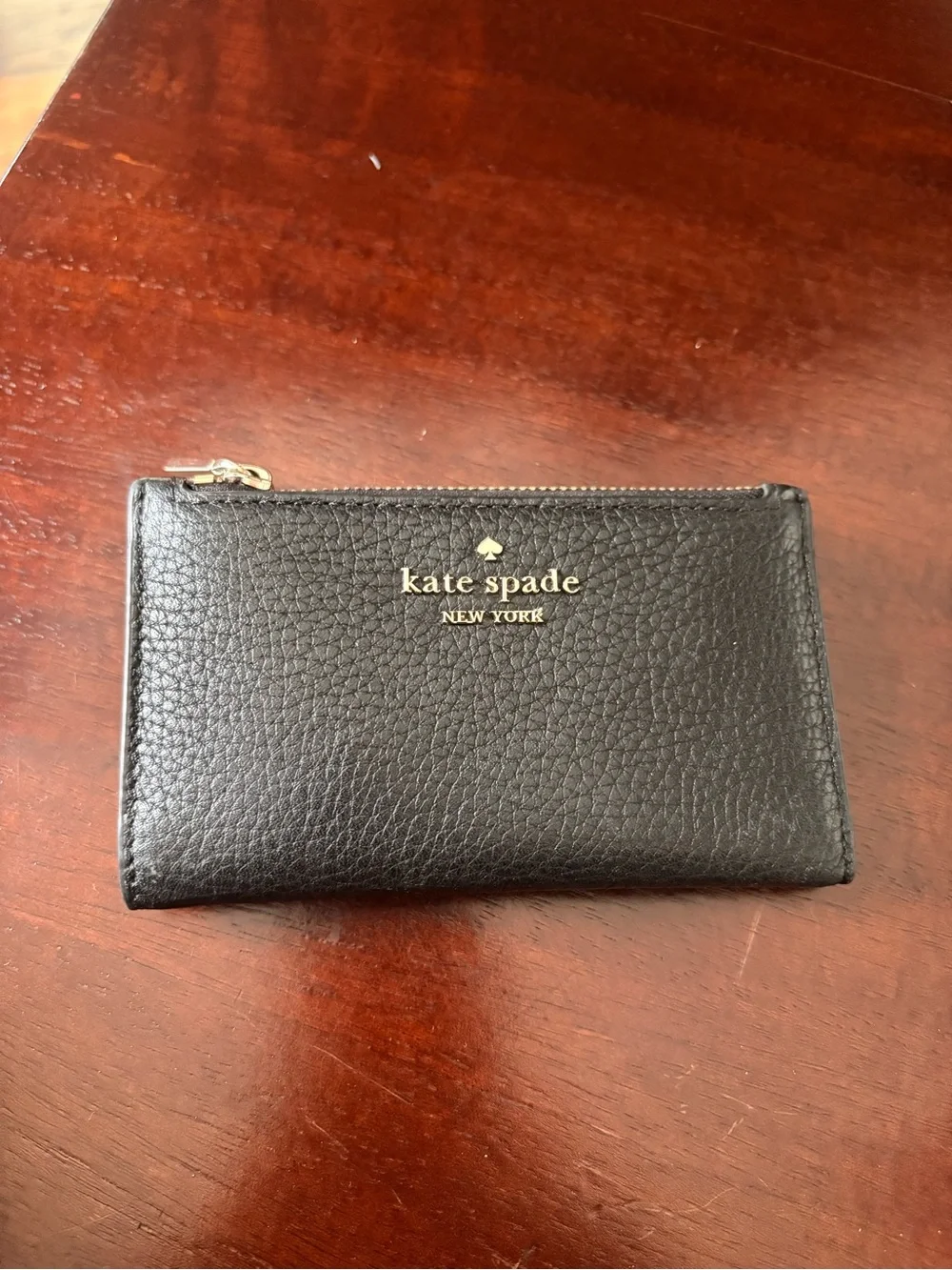 kate spade Black Leather Fold Wallet with ID Window